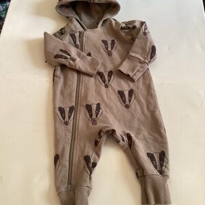 Mini Rodini Brown Animal Face Kids Footie